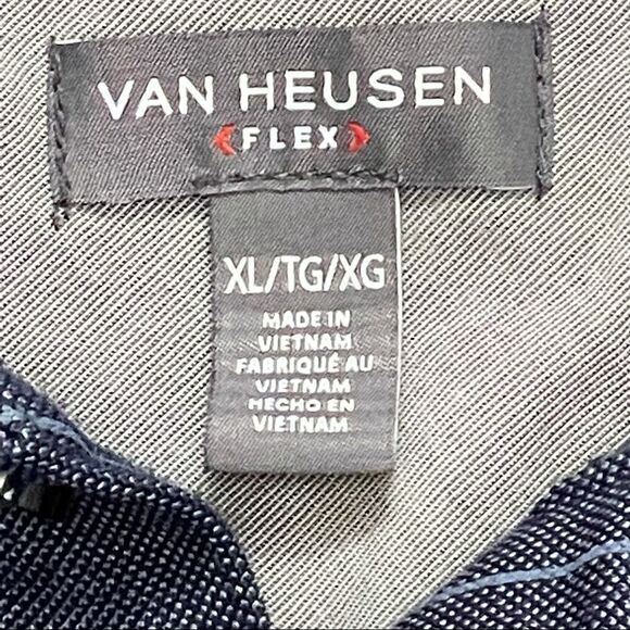 Van Heusen Navy Blue Checkered Polo Shirt Size XL - Picture 2 of 7